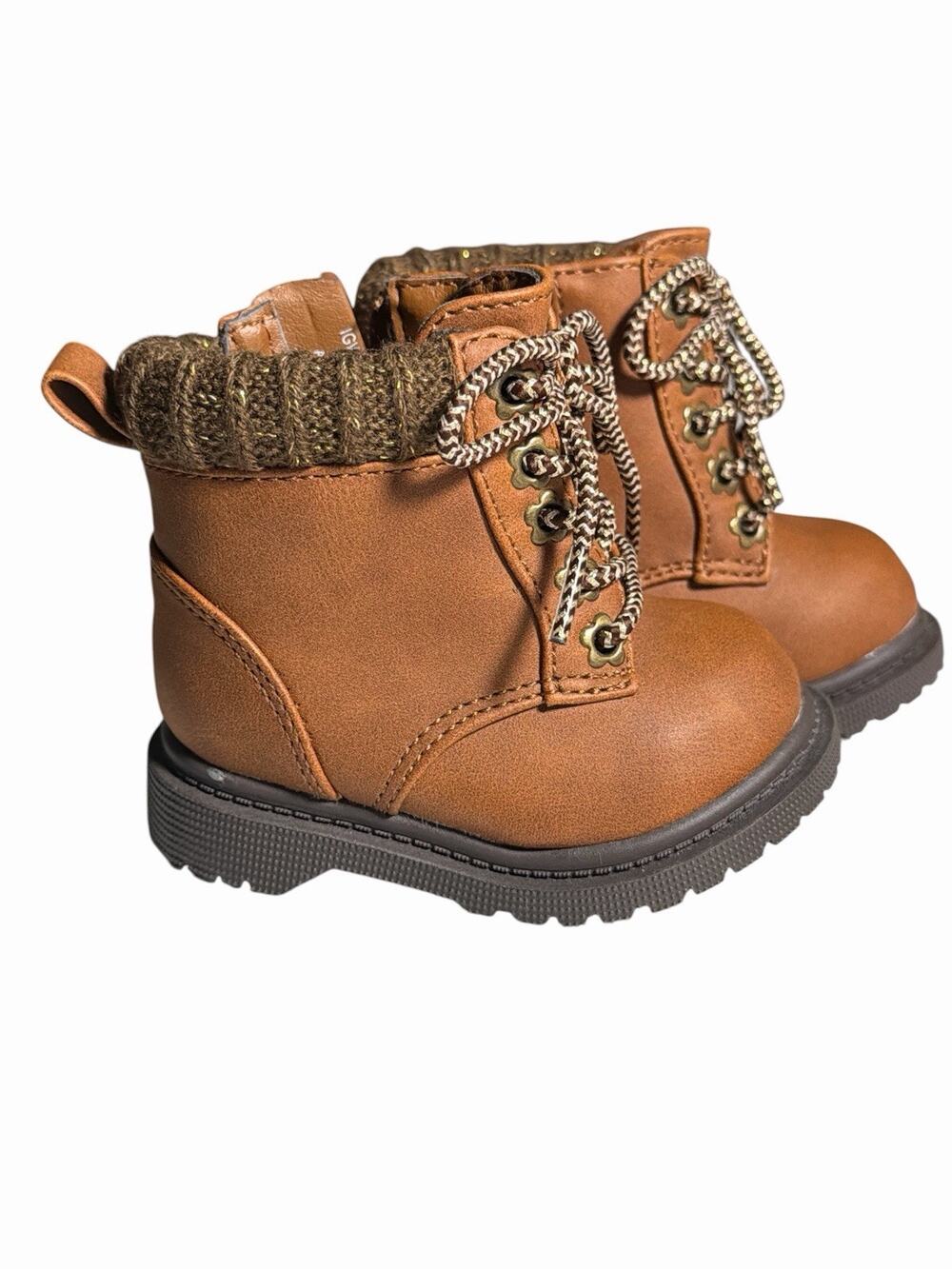 Wonder Nation Baby Infant Girls Sweater Knit Boots Shoes Chestnut Size 2